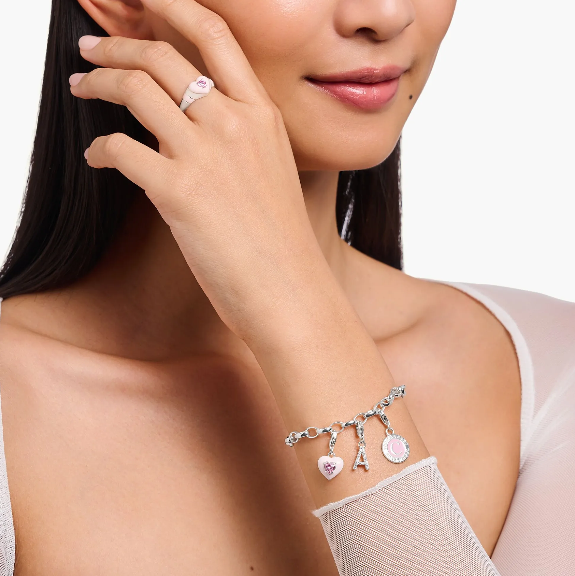 Shop Pendentif Charm lettre A avec pierres blanches argent Femme Charms|Charms