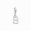 Flash Sale Pendentif Charm lettre B avec pierres blanches argent Femme Charms|Charms