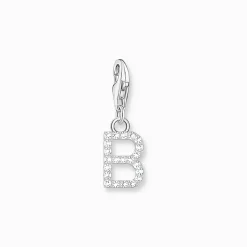 Flash Sale Pendentif Charm lettre B avec pierres blanches argent Femme Charms|Charms