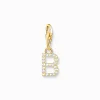 Shop Pendentif Charm lettre B avec pierres blanches plaqué or Femme Charms|Charms