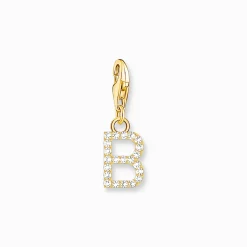 Shop Pendentif Charm lettre B avec pierres blanches plaqué or Femme Charms|Charms