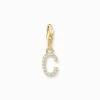 Online Pendentif Charm lettre C avec pierres blanches plaqué or Femme Charms|Charms