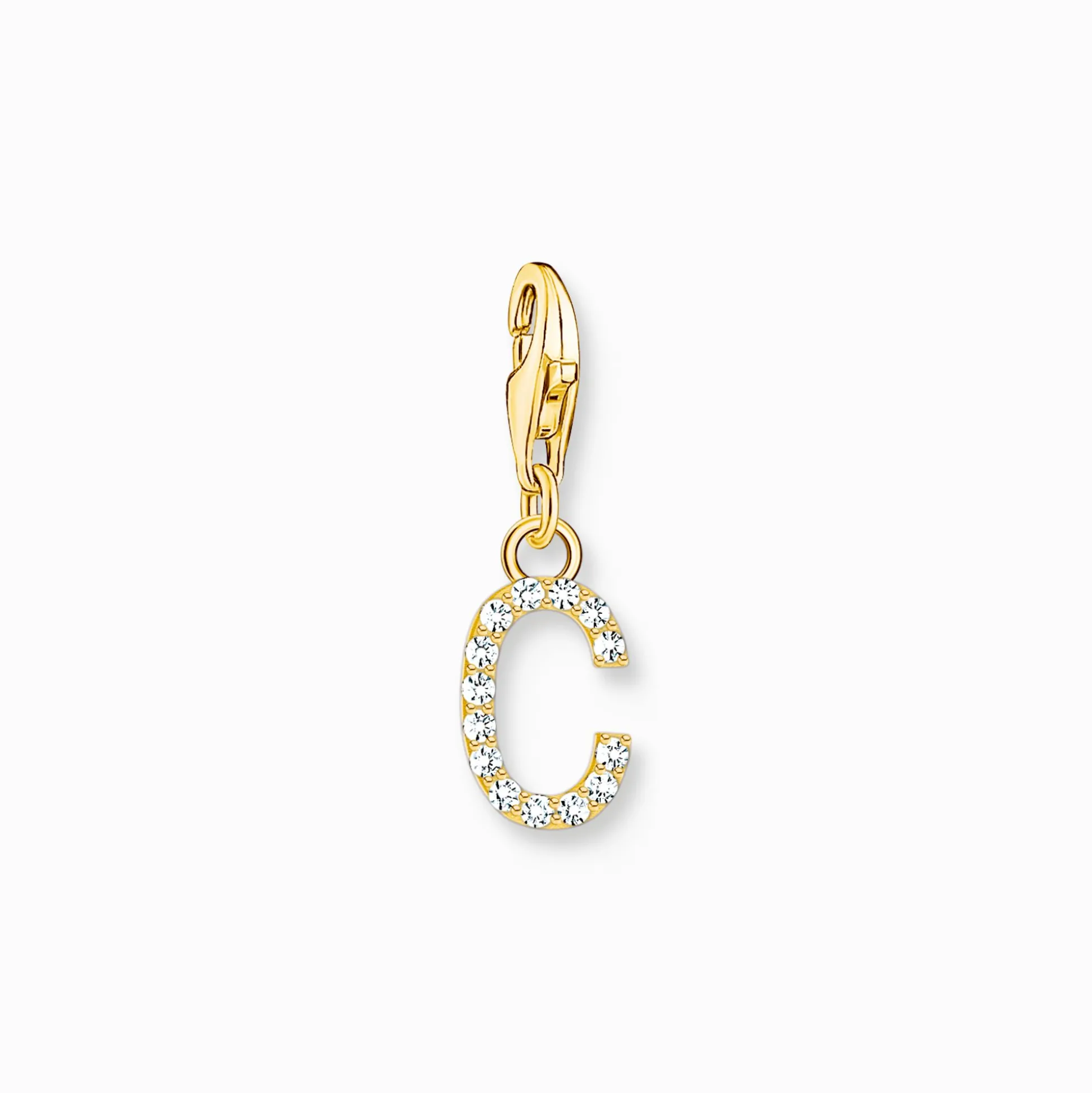 Online Pendentif Charm lettre C avec pierres blanches plaqué or Femme Charms|Charms