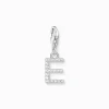 Online Pendentif Charm lettre E avec pierres blanches argent Femme Charms|Charms