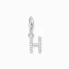Clearance Pendentif Charm lettre H avec pierres blanches argent Femme Charms|Charms