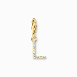 Cheap Pendentif Charm lettre L avec pierres blanches plaqué or Femme Placage Or 18 Carats - Argent 925