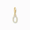 Shop Pendentif Charm lettre O avec pierres blanches plaqué or Femme Placage Or 18 Carats - Argent 925
