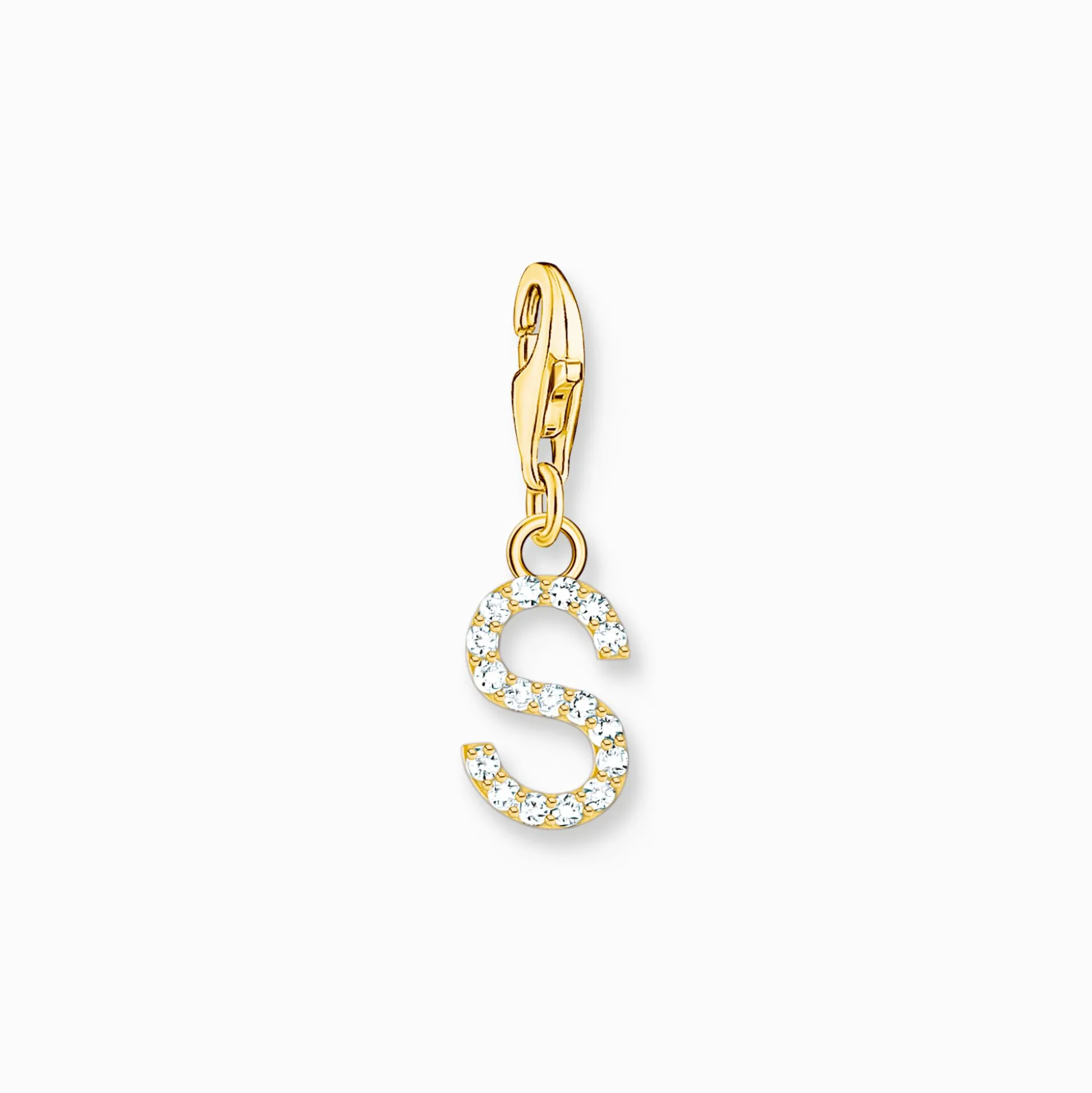 Shop Pendentif Charm lettre S avec pierres blanches plaqué or Femme Placage Or 18 Carats - Argent 925