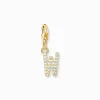 Sale Pendentif Charm lettre W avec pierres blanches plaqué or Femme Placage Or 18 Carats - Argent 925