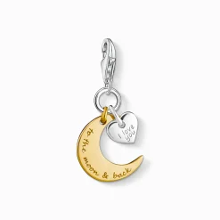 Sale Pendentif Charm lune et cœur i love you to the moon & back Femme Charms|Charms