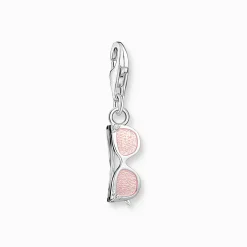 Sale Pendentif Charm lunettes de soleilroses avec pierres blanches argent Femme Charms|Charms