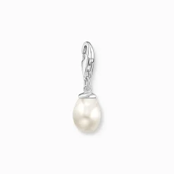 Store Pendentif Charm perle blanche argent Femme Charms|Charms