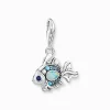 Outlet Pendentif Charm poisson avec pierres bleues argent Femme Charms|Charms