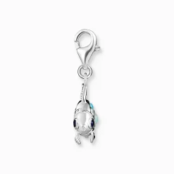 Outlet Pendentif Charm poisson avec pierres bleues argent Femme Charms|Charms