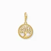Clearance Pendentif Charm rond à motif d’arbre de vie doré Femme Charms|Charms