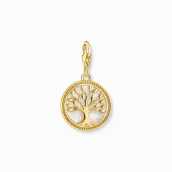 Clearance Pendentif Charm rond à motif d’arbre de vie doré Femme Charms|Charms