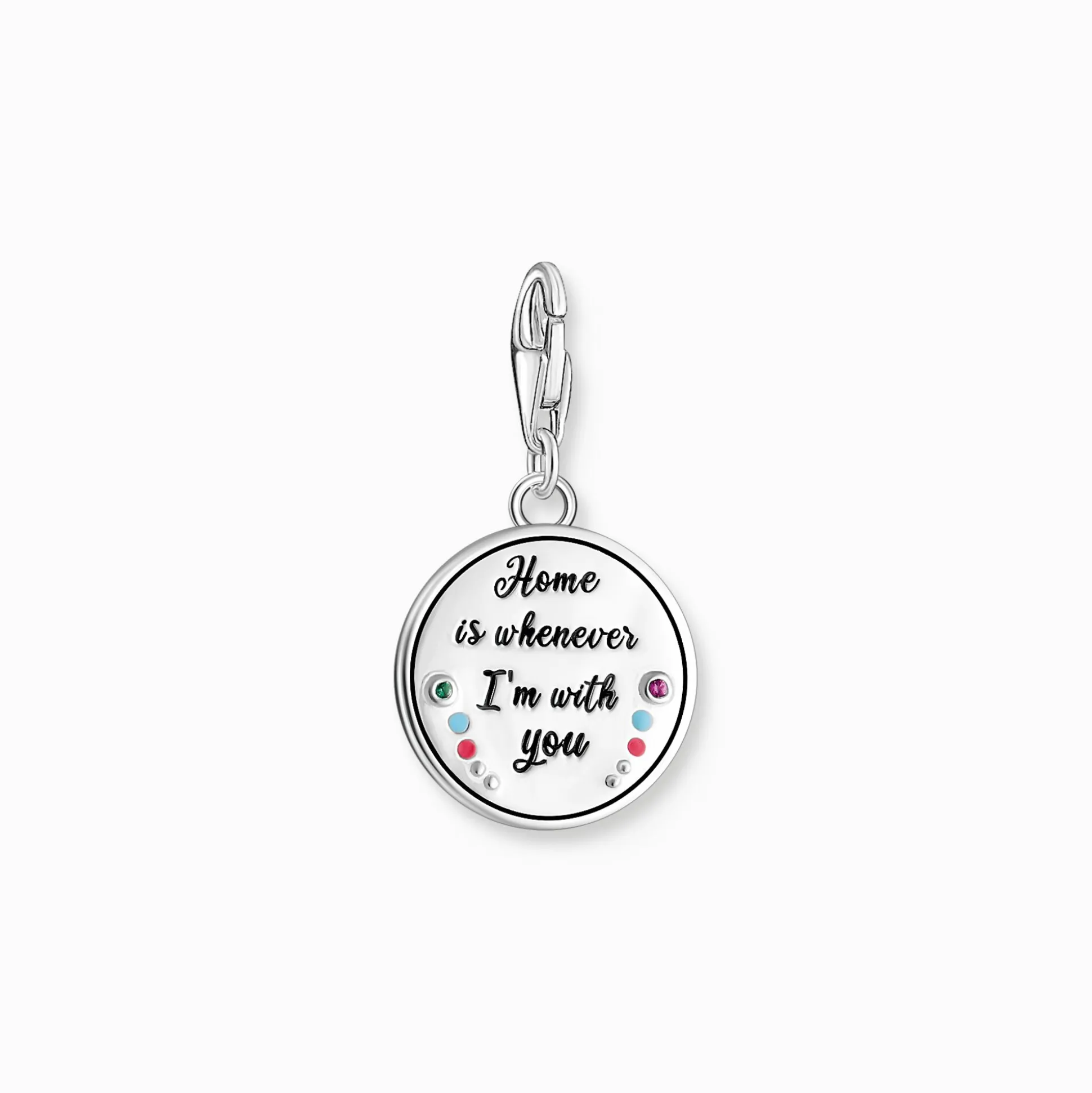 Fashion Pendentif Charm rond avec igloo, gravure et sertissage de pierres en argent Femme Charms|Charms
