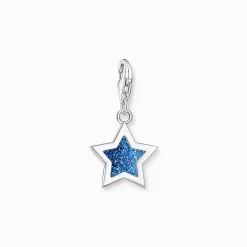 New Pendentif Charm Étoile bleu foncé en argent Femme Charms|Charms