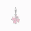 Store Pendentif Charm trèfle rose avec pierres blanches argent Femme Charms|Charms