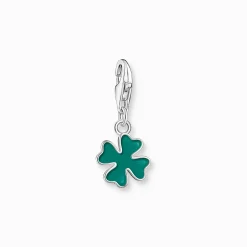 Sale Pendentif Charm trèfle vert argent Femme Charms|Charms