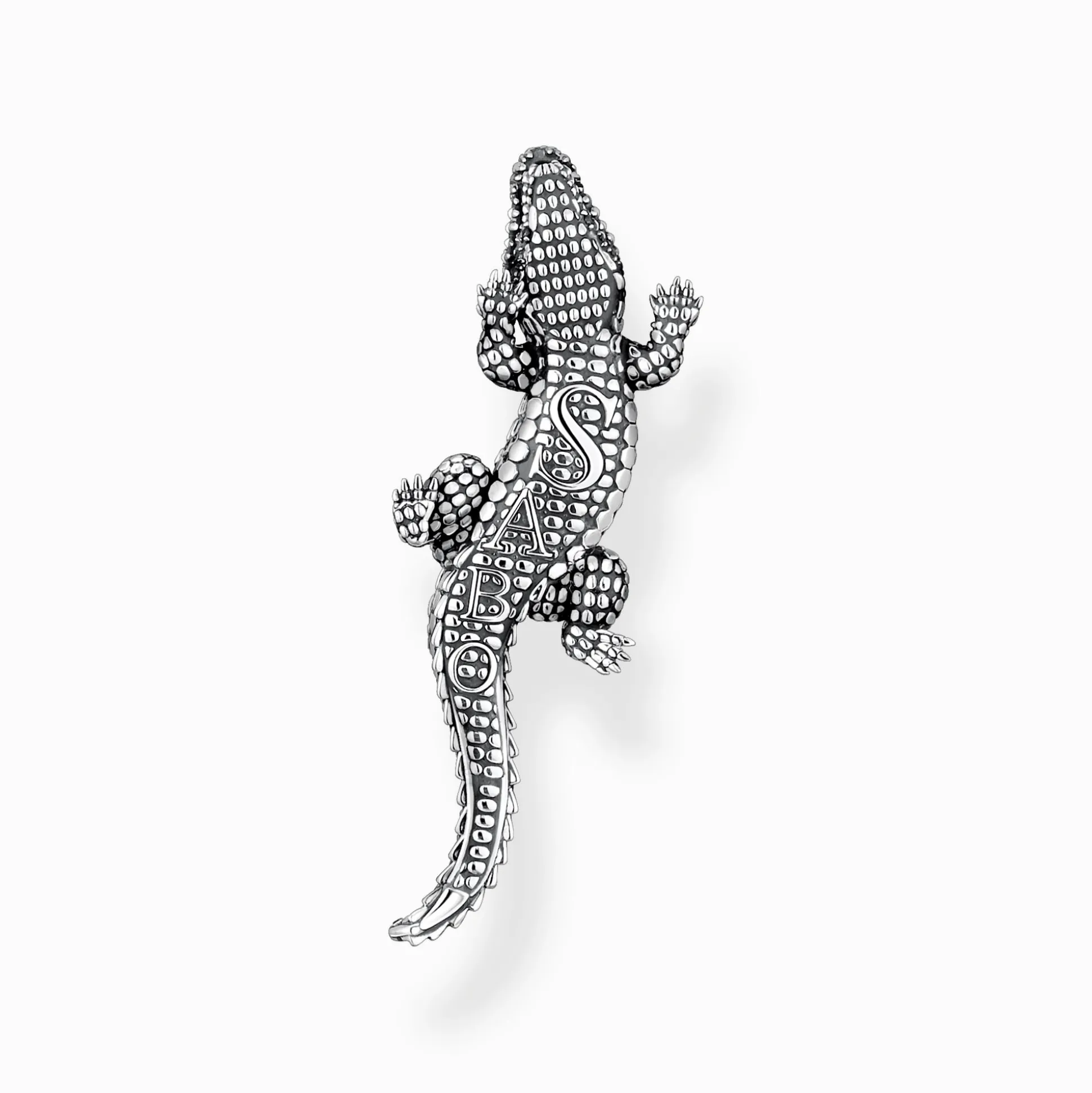 Best Sale Pendentif crocodile, argent noirci et gemmes noires et vertes Femme Pendentifs|Pendentifs