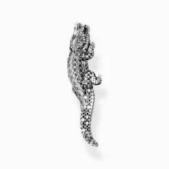 Best Sale Pendentif crocodile, argent noirci et gemmes noires et vertes Femme Pendentifs|Pendentifs
