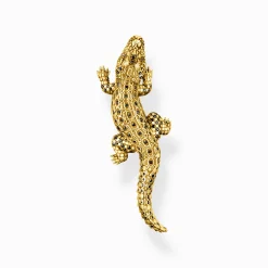 Cheap Pendentif crocodile doré orné de gemmes noires Femme Pendentifs|Placage Or 18 Carats - Argent 925