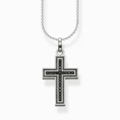 Discount Pendentif croix avec pavé noir Femme Pendentifs|Pendentifs