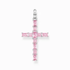 Outlet Pendentif croix avec pierres roses argent Femme Pendentifs|Argent 925