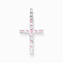 Outlet Pendentif croix avec pierres roses argent Femme Pendentifs|Argent 925