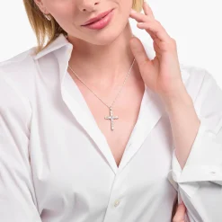 Clearance Pendentif croix en argent avec zircon blanc Femme Pendentifs|Argent 925