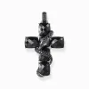 Best Pendentif croix en argent noirci avec serpent et zircon noir Femme Pendentifs|Argent 925