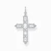 Fashion Pendentif croix en argent avec pavé de zirconium blanc Femme Pendentifs|Argent 925