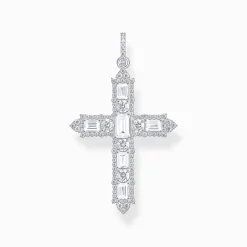 Fashion Pendentif croix en argent avec pavé de zirconium blanc Femme Pendentifs|Argent 925