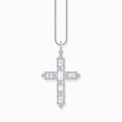Fashion Pendentif croix en argent avec pavé de zirconium blanc Femme Pendentifs|Argent 925