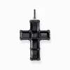 Shop Pendentif croix noircie en argent avec zircon noir Femme Pendentifs|Argent 925