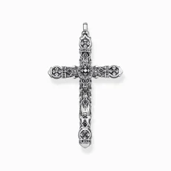 Outlet Pendentif croix pierres noires argent Femme Pendentifs|Pendentifs