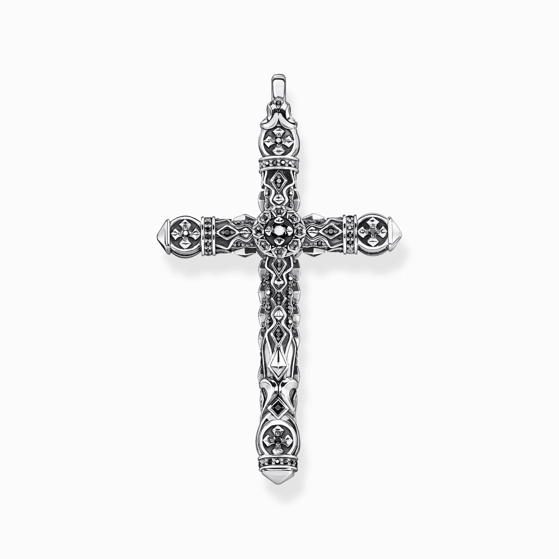 Outlet Pendentif croix pierres noires argent Femme Pendentifs|Pendentifs
