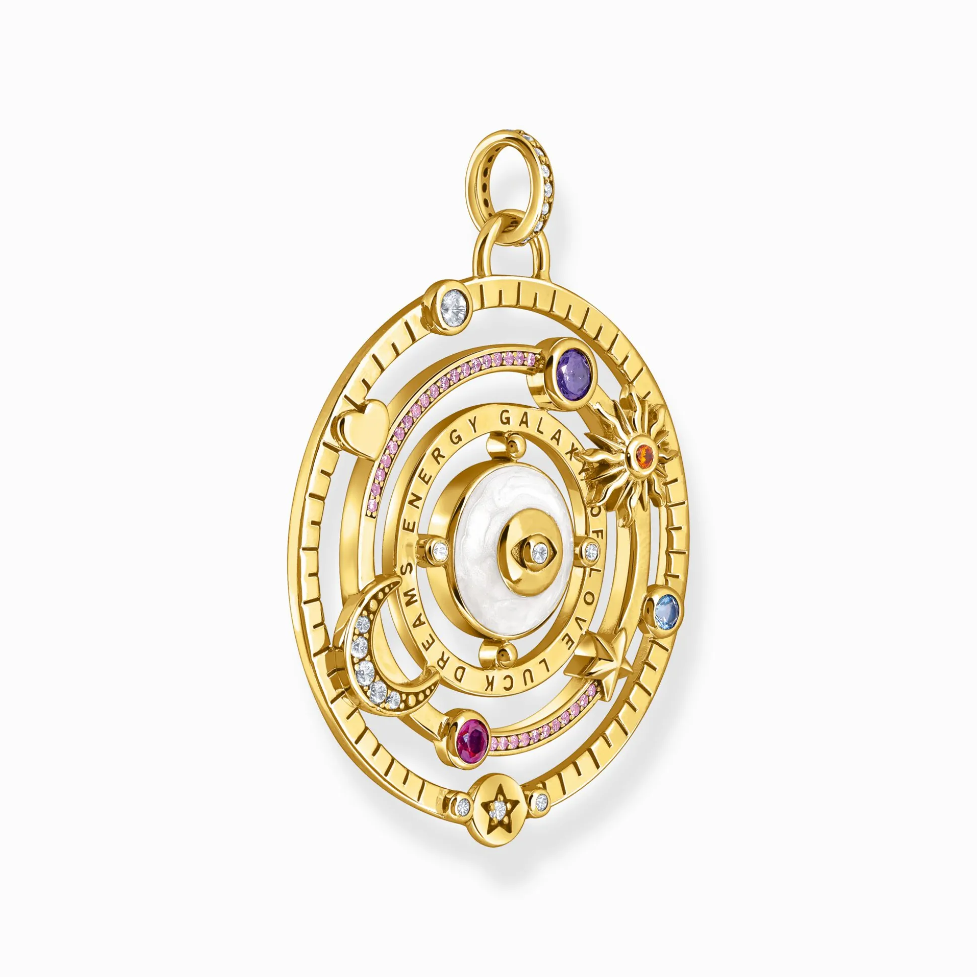 Discount Pendentif demi-sphère avec œil pierres multicolores plaqué or Femme Pendentifs|Placage Or 18 Carats - Argent 925