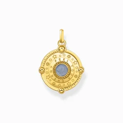 Clearance Pendentif doré bleu avec soleil et pierres colorées Femme Pendentifs|Placage Or 18 Carats - Argent 925