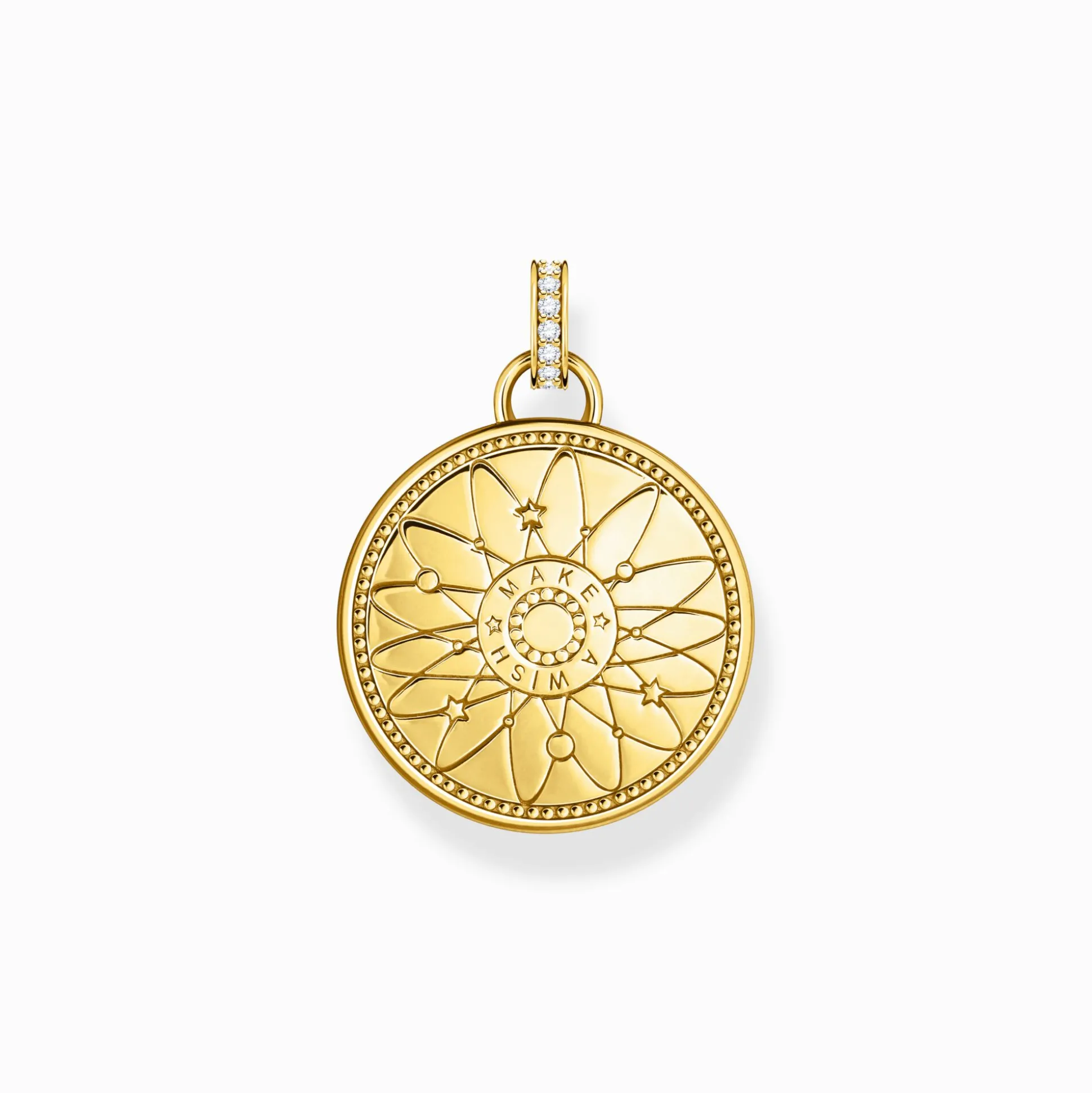 Fashion Pendentif doré Roue de la fortune avec symboles cosmiques Femme Pendentifs|Placage Or 18 Carats - Argent 925