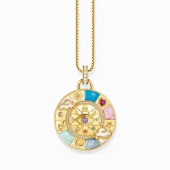 Fashion Pendentif doré Roue de la fortune avec symboles cosmiques Femme Pendentifs|Placage Or 18 Carats - Argent 925