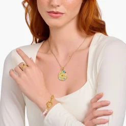 Fashion Pendentif doré Roue de la fortune avec symboles cosmiques Femme Pendentifs|Placage Or 18 Carats - Argent 925
