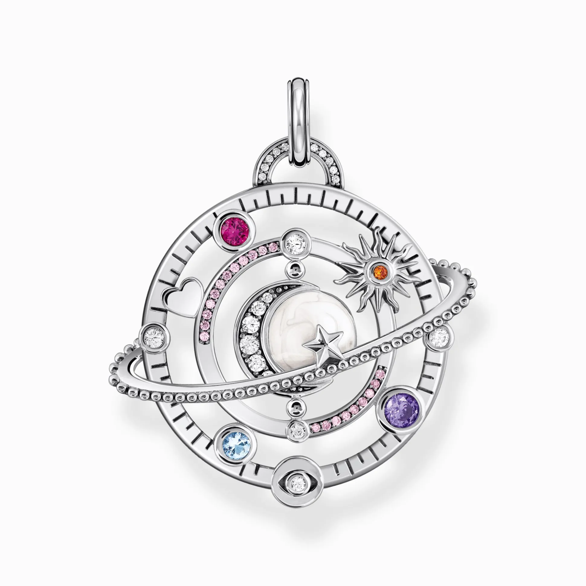 Shop Pendentif en argent au motif cosmique avec des pierres colorées Femme Pendentifs|Argent 925