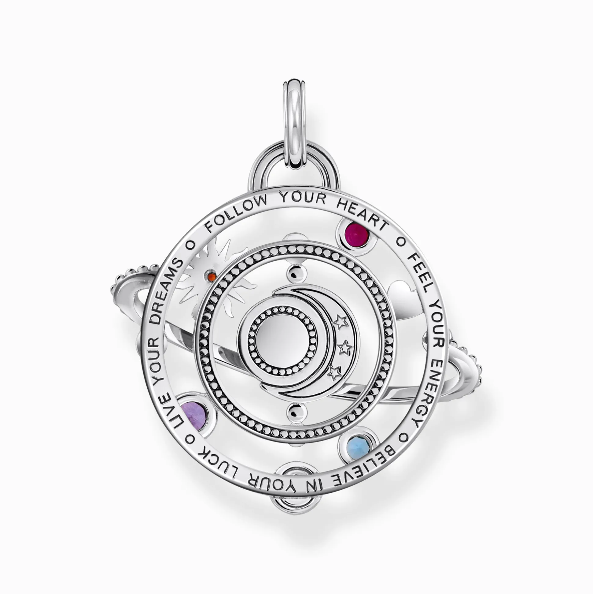Shop Pendentif en argent au motif cosmique avec des pierres colorées Femme Pendentifs|Argent 925