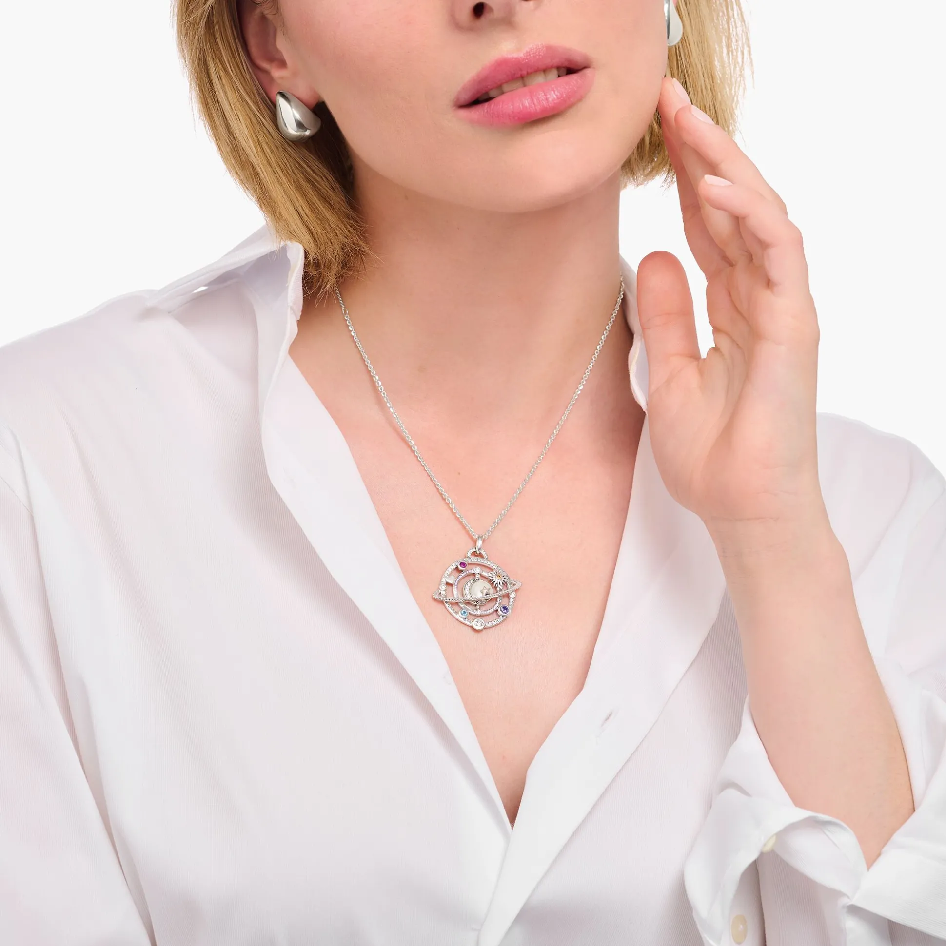 Shop Pendentif en argent au motif cosmique avec des pierres colorées Femme Pendentifs|Argent 925