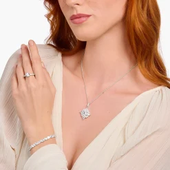 Best Pendentif en argent avec pierres blanches Femme Pendentifs|Argent 925