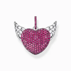 Discount Pendentif en argent noirci avec ailes et zircon rouge rubis Femme Pendentifs|Argent 925
