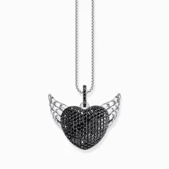 Clearance Pendentif en argent noirci avec ailes et zircon noir Femme Pendentifs|Argent 925