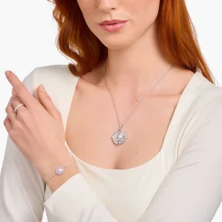 Best Pendentif en argent rose avec planète cœur et pierres Femme Pendentifs|Argent 925